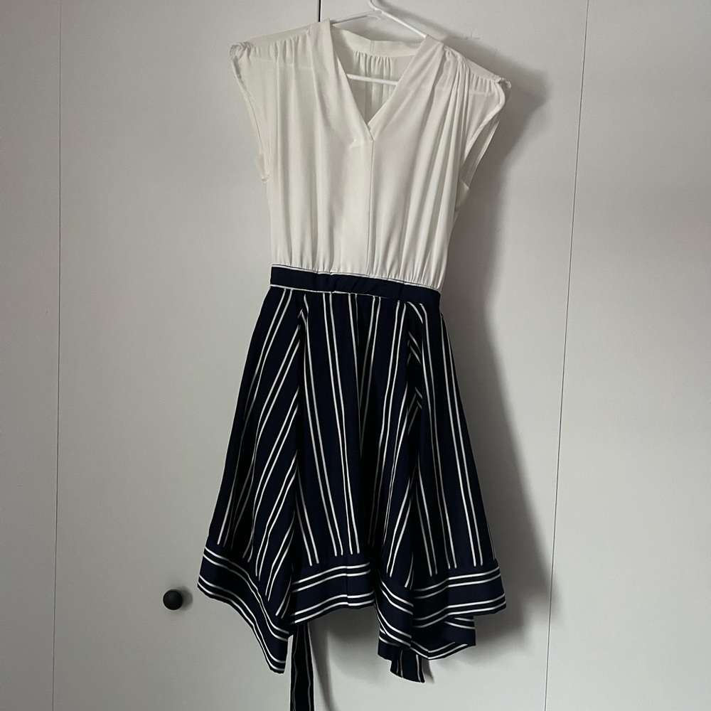 Asymmetrical Midi Skirt Cap Sleeve Dress